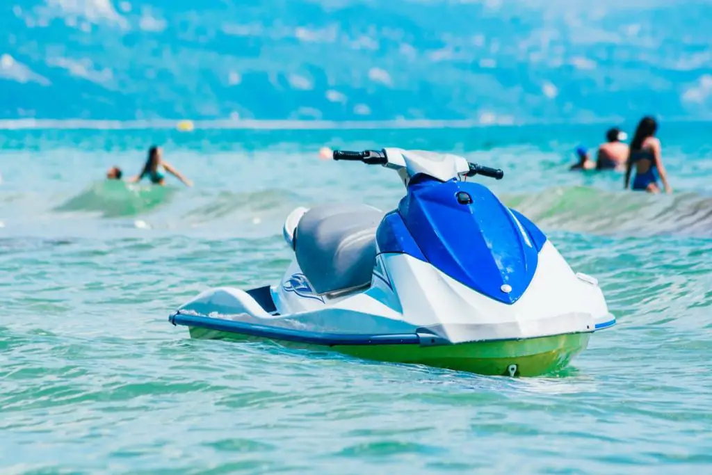 A jet ski (PWC) in the ocean (saltwater)