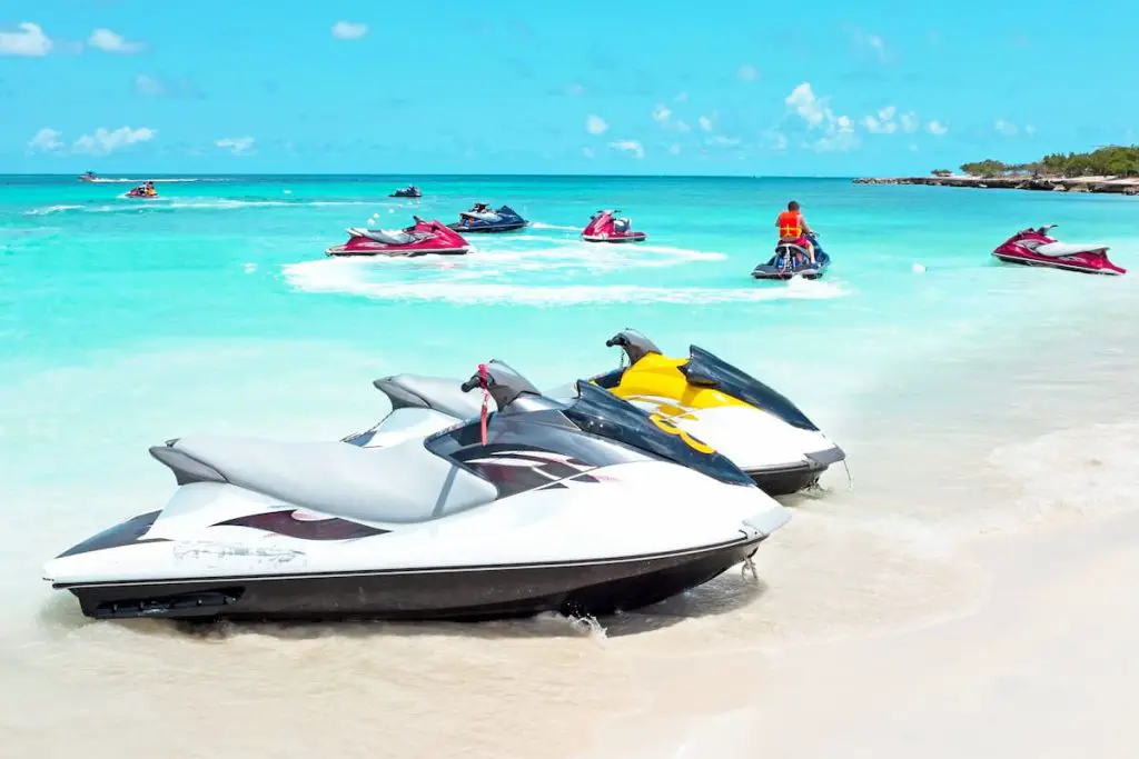 Jet ski on shore: jet ski starts on land but not in water