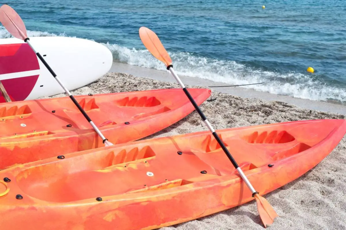 kayaks on the beach by the sea
